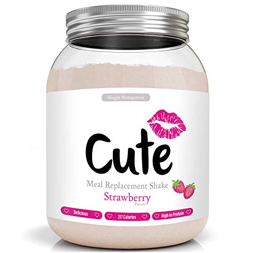 Cute Nutrition Batido Sustitutivo de Comida Sabor Fresa para el Control de la Pérdida de Peso en Polvo Bebida Dietética para Mujer Bote de 500 g