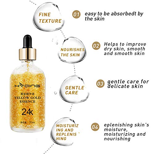 Cutelove Pure 24k Gold Essence Face Serum para hidratar y aclarar la piel, suero antiarrugas y antienvejecimiento