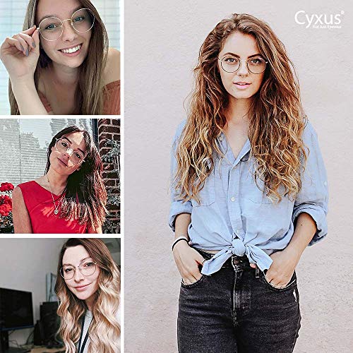 Cyxus Gafas Anti Luz Azul de Marco de metal Anti Tensión de Ojos [Mejor Sueño] (Lentes Transparentes) Unisexo (Hombres/Mujeres) (Oro)