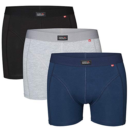 DANISH ENDURANCE Bóxers para Hombre Pack de 3 (Multicolor: Negro, Azul Marino, Gris, Medium)