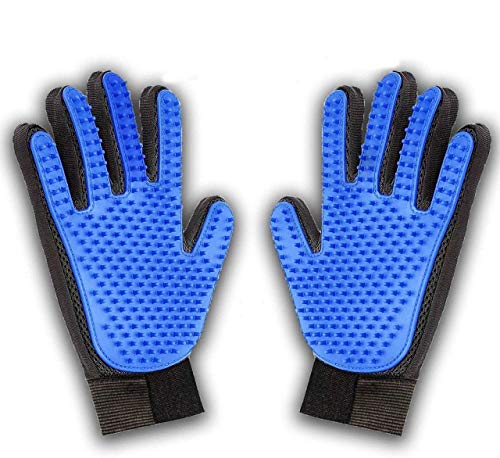 DAOXU Guantes Masaje para Mascotas Perros Gatos-Guante Suave para Cepillado y Eliminación de Pelo - Guantes Eficientes para la Eliminación de Pelo Suelto Mascotas con Pelo Largo y Corto (Azul)