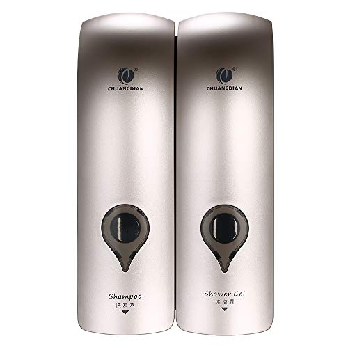 Decdeal 2 x 300ml Dispensador de Jabón de Pared, Ducha, Champú, Loción, Espacio para Baño Cocina Hotel