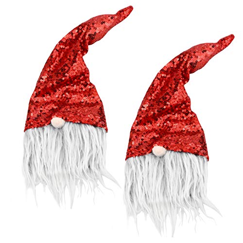 Demason 2 Pcs Sombrero Rojo para Botella de Vino Navidad, Funda de Botella de Vino, con Nariz y Bigote (39 * 14cm), Decoración para Mesa, Accesorios de Fiesta, para Navidad