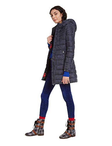 Desigual Coat Letras Abrigo, Azul (Navy 5000), Talla Del Fabricante: 42 para Mujer