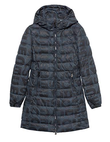 Desigual Coat Letras Abrigo, Azul (Navy 5000), Talla Del Fabricante: 42 para Mujer