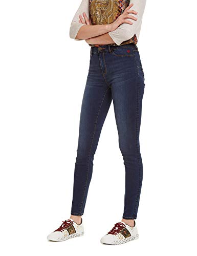 Desigual Trousers Basic 2ND Skin Vaqueros Skinny, Azul (Denim Medium Dark 5161), sin información (Talla del Fabricante: 24) para Mujer
