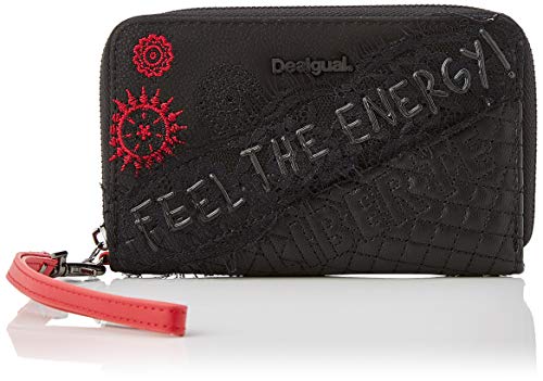 Desigual Wallet Rep Comunika Mini Zi, Monedero para Mujer, Negro (Negro), 2 x 9 x 15 cm (B x H x T)