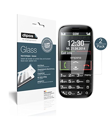 dipos I 2X Protector de Pantalla Compatible con Emporia Euphoria V50 Vidrio Flexible Cristal Proteccion 9H