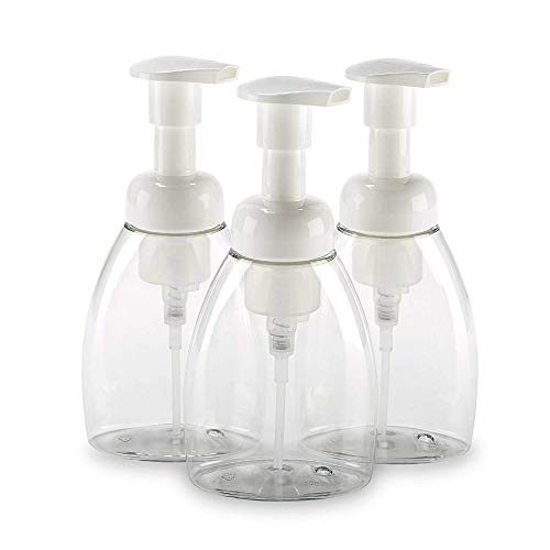 Dispensador de jabón - Botella redonda transparente La botella de espuma Moss puede contener 250 ml, ideal para aceites esenciales, lociones, jabones líquidos