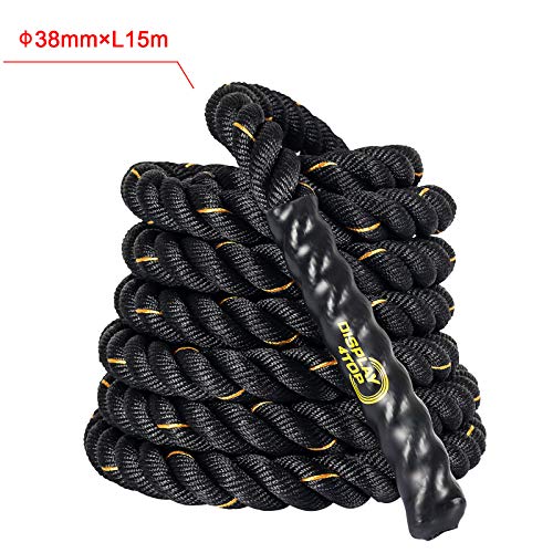 Display4top Cuerda de Batalla Battle Rope - Ancho de 38mm Poly Dacron 9m / 12m / 15m Longitud Ejercicio Cuerdas de Undulación (38mm * 12m)