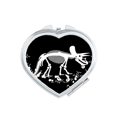 DIYthinker Huesos de Dinosaurio Hueso Corazón Miniatura Espejo de Maquillaje Compacto Regalo Portable Linda Espejos Mano del Bolsillo