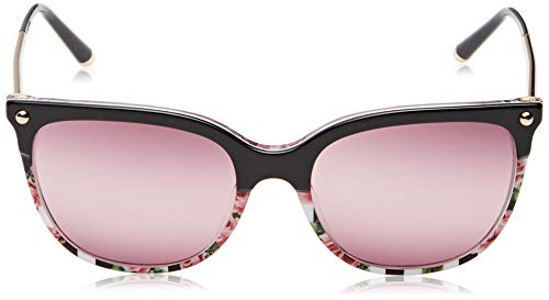 Dolce & Gabbana 0DG4333 Gafas de sol, Top Black On Print Rose/Stripe, 55 para Mujer