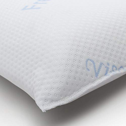 Don Descanso Pack 2 Almohadas Gel Fresh con Copos Viscoelástica, 70cm, Firmeza Media, Ergonómicas, Adaptables a Cabeza y Cuello, Termoreguladora, Transpirables, Tejido Strech. Fabricadas en España.