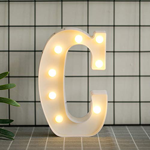 DON LETRA Letras Luminosas Decorativas con Luces LED, Letras del Alfabeto A-Z, Altura de 22cm, Color Blanco - Letra C