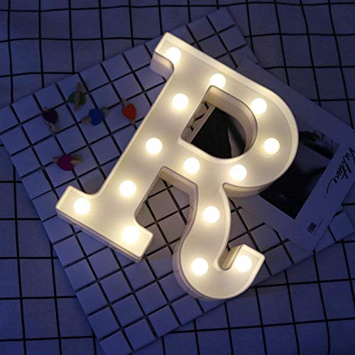 DON LETRA Letras Luminosas Decorativas con Luces LED, Letras del Alfabeto A-Z, Altura de 22cm, Color Blanco - Letra R