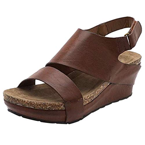 Dorical Sandalias romanas con boca de pez vintage para mujer Plataforma impermeable para mujer cuña Cuñas impermeables sandalias Closed Toe, Espadrilles andalias de Punta Descubierta