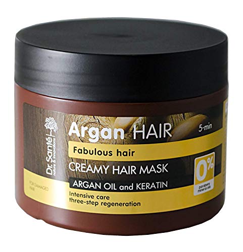 Dr. Sante Mascarilla Capilar Profesional Hidratante de Aceite de Argán y Queratina (Keratina) Pelo - Cabello Dañado Natural Sin Parabenos 300 ml