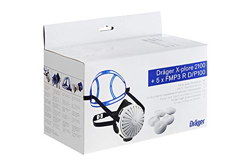 Dräger X-plore 2100® Semimáscara para protección respiratoria con 5 filtros P3, protección contra el Polvo, partículas Finas