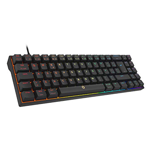 DREVO Calibur V2 Cherry MX Azul RGB 60% Teclado Mecánico para Juegos, Distribución QWERTY Españo, Compacto de 72 Teclas, Compatible con PC/Mac, USB C, Negro