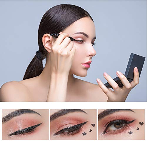 Dsaren Delineador de Ojos Negro Sello Del Tatuaje Lapiz De Ojos Waterproof Pencill Eyeliner Doble Cabeza Líquido en Forma Estrella 4PCS