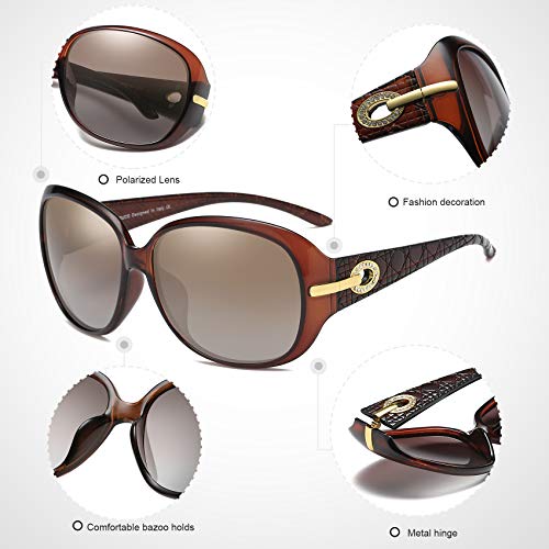 Duco Mujer Gafas de sol Classic Fashionable Ladies con lentes polarizadas de gran tamaño 100% protección UV 6214