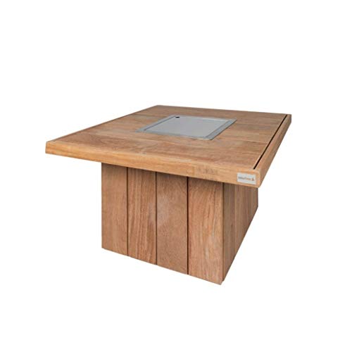 Easyfires – Brasero cuadrado para gas, chimenea de terraza, de madera dura cumaru 95 x 95 x 55 cm