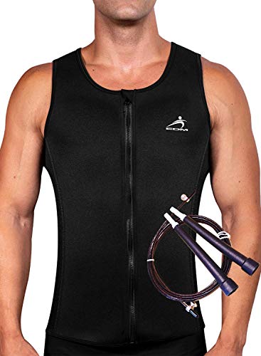 EDM - Chaleco Faja Adelgazante Hombre con Cuerda Saltar - Faja Reductora Hombre Adelgazante - Camiseta Reductora Hombre - Chaleco Fajas de Neopreno para Adelgazar - Camiseta Efecto Sauna Hombre - 3XL