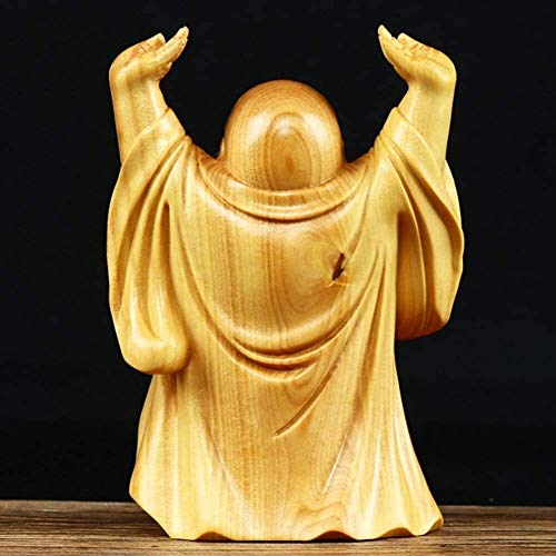 El boj Laughing Buddha Estatua Usar Feng Shui Showpiece Ornamento Decoración Sculpturin sabiduría y Riqueza 0831