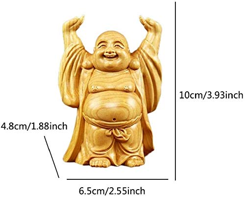 El boj Laughing Buddha Estatua Usar Feng Shui Showpiece Ornamento Decoración Sculpturin sabiduría y Riqueza 0831