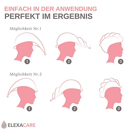 ELEXCARE Toalla Turbante de Microfibra Absorbente para un rápido Secado de Pelo (Paquete de Toallas, 2 Unidades, Gris, ca. 28x65 cm). Todo Tipo de Cabello.