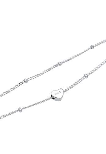 Elli Collares Choker para mujer con diferentes colgantes de bolitas y corazón en plata esterlina 925 bañada en oro