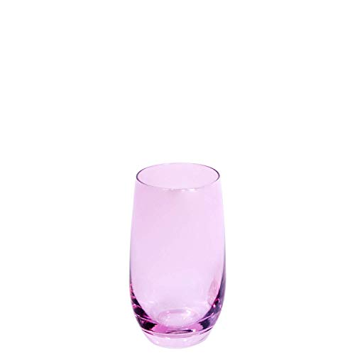EME Mobiliario Juego de Copas de Cristal en Color Rosa Compuesto por 6 Copas de Cava, 6 Copas de Vino y 6 Vasos. Una Caja Contiene 18 Unidades.
