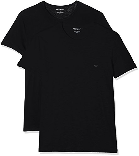 Emporio Armani 111647 Camiseta Interior, Negro (Black), Small (Tamaño del Fabricante:S) (Pack de 2) para Hombre