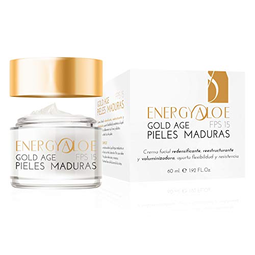 Energyaloe Gold Age Pieles Maduras FPS15 | Tratamiento Antiage Reestructurante y Voluminizador | para una Piel más Firme y Tersa | Protección Solar FPS 15 | 60 ml