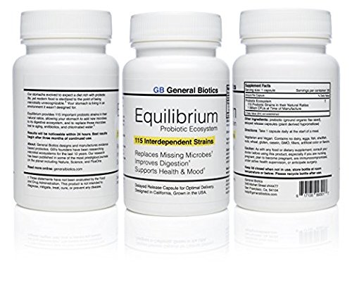 Equilibrium Daily 115-Strain Probiotic Prebiótico - El más alto conteo de deformaciones en el mundo - Suplemento efectivo y fácil de tragar- 1 Botella