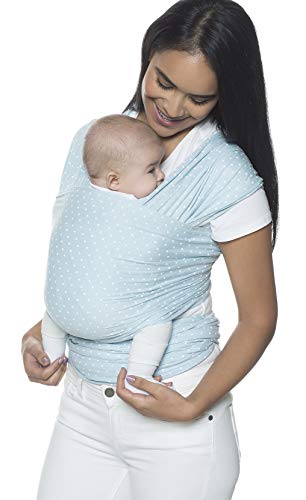 Ergobaby Fular Aura Azul - Portabebé Elástico suave y transpirable para recién nacidos hasta 11,3 kg