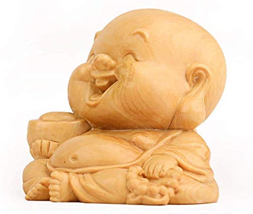 Estatuas Chino Feng Shui álamo Amarillo decoración Laughing Buddha de Madera de Ministerio del Interior del Coche atraer Buena Suerte Regalos Riqueza 0921