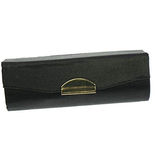 Estuche para pintalabios con cierre de botón de la marca Fantasia. Longitud: 8,7 cm, altura: 3 cm, color negro, con espejo