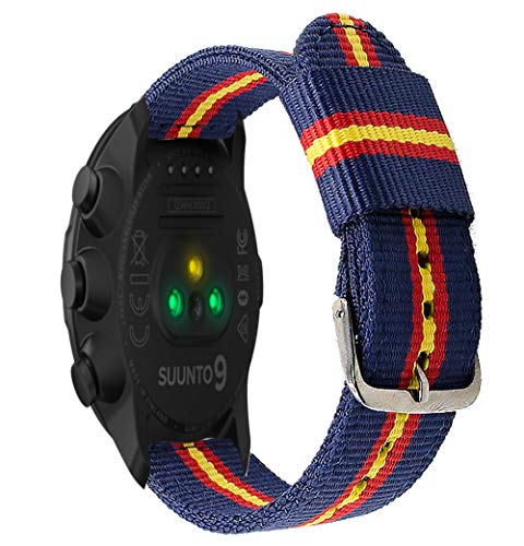 Estuyoya - Pulsera de Nailon Compatible con Suunto 9/Traverse/Diesel Smartwatch DZT2009/Fossil Q Machine Hybrid/Michael Kors Grayson Colores Bandera de España Transpirable Elegante 24mm - OTAN