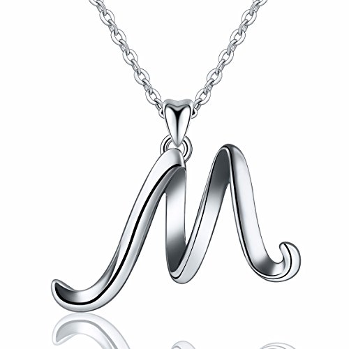 Eudora Colgantes Iniciales Letras Collares Mujer Plata de Ley 925, Bisuteria Mujer Iniciales Regalos Originales para Mujer Hermana Madres, 45,7cm