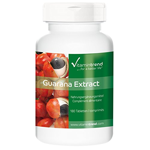 Extracto de guaraná 300mg – 4 veces mayor concentración – vegano – tratamiento para 6 meses – 180 comprimidos