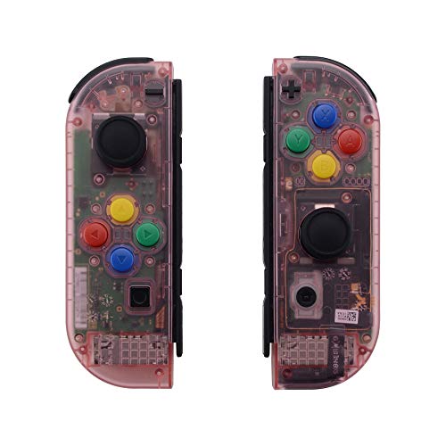 eXtremeRate Carcasa Semitransparente para Joy-con de Nintendo Switch Botones Funda Case de Agarre Joycon Shell con Botón Completo para Nintendo Switch-No Incluye Carcasa de Consola(Rosa Cereza)