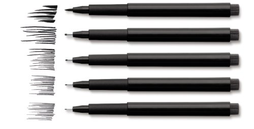 Faber-Castell 167100 - Pack de 4 rotuladores Pitt Artist Pens Black, diferentes grosores, color negro