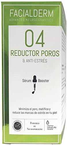 Facialderm - Sérum Booster 04 REDUCTOR POROS & Antiestrés Facial, 30 ml | Serum Reductor de Poros Matificante