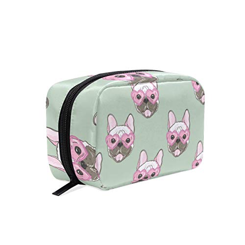 FANTAZIO Bolsas de Cosméticos para Mujer Lindo Bulldogs Patrón de Cachorro Maquillaje Bolsas