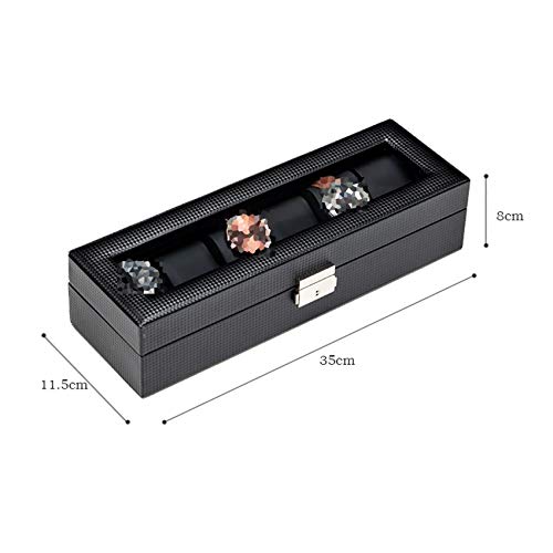 FCXBQ Caja de Almacenamiento de Joyas Caja de Reloj de Cuero de Fibra de Carbono Pulsera Maquinaria de joyería Caja de Almacenamiento de Relojes con Cerradura