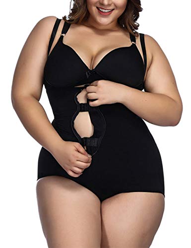 FeelinGirl Mujer Faja Reductora con Cinta Ajustable Corsé Bustier Ajustable Cremallera Shapewear Corset Waist Trainer Negro XL/Talla 42-44