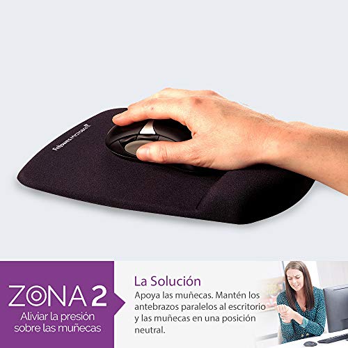 Fellowes Foam Fusion Plus Touch - Alfombrilla con reposamuñecas ergonómico para ratón, gel y espuma, color negro