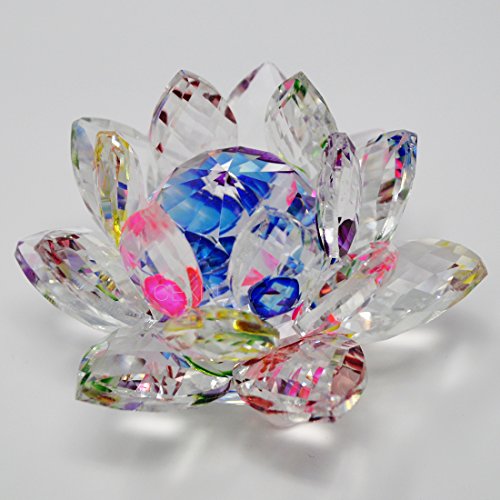 Feng Shui de cristal de flor de loto 8,13 cm incluye + Mxsabrina rojo Pulsera cuerdas SKU: X9013