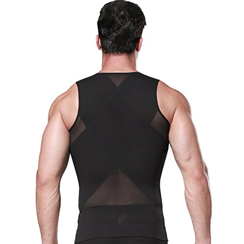 FEOYA - Men´s Body Shaper Ropa Interior para Hombre Talla Grande Reductora Adelgazante Suave Transpirable Chaleco Interior con Cremallera - Negro - XL